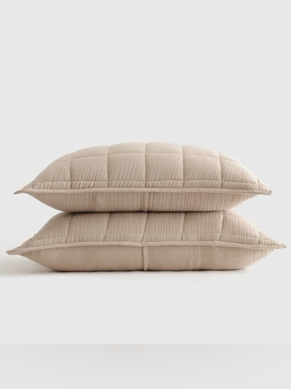 NWT Quince Organic Airy Gauze Box Quilt Standard Sham Set Of 2 In Dune Beige